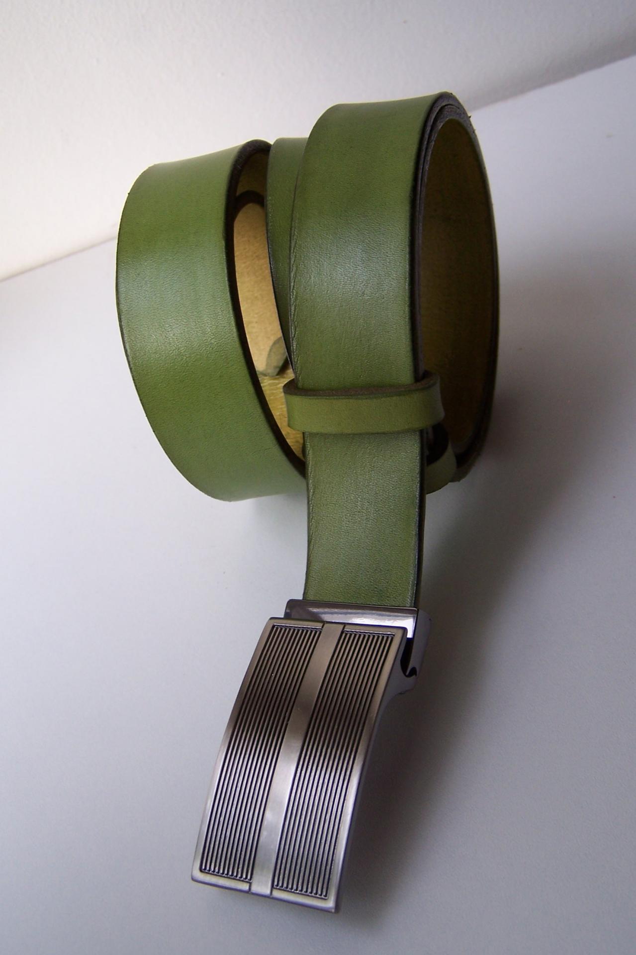 ceinture verte  cuir tannage végétal 