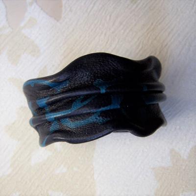 Bracelet large Bleu et noir  Cuir Mixte
